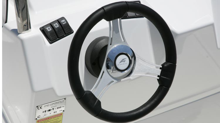 Marine grade electrical switches, compass and Karnic sport steering wheel